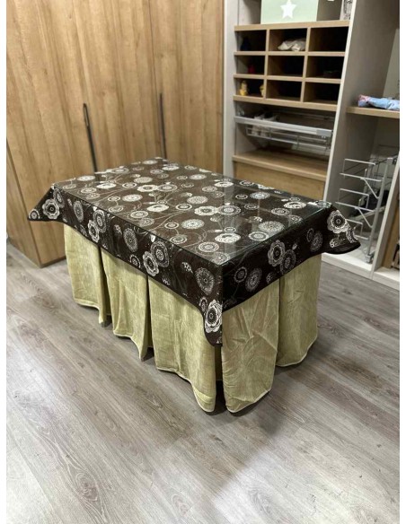 Ropa Doble Grueso 10 Pliegues Beige con Tapete Mandala