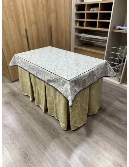 Ropa Doble Grueso 10 Pliegues Beige con Tapete Sol