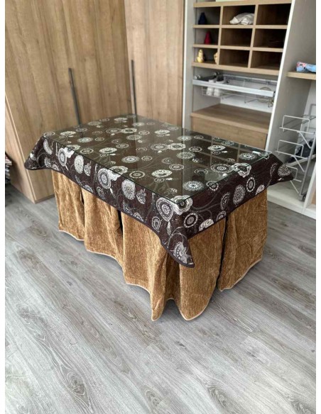 Ropa Doble Grueso 10 Pliegues Café con Tapete Mandala