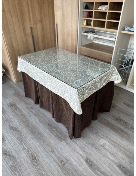 Ropa Doble Grueso 10 Pliegues Chocolate con Tapete Vainilla