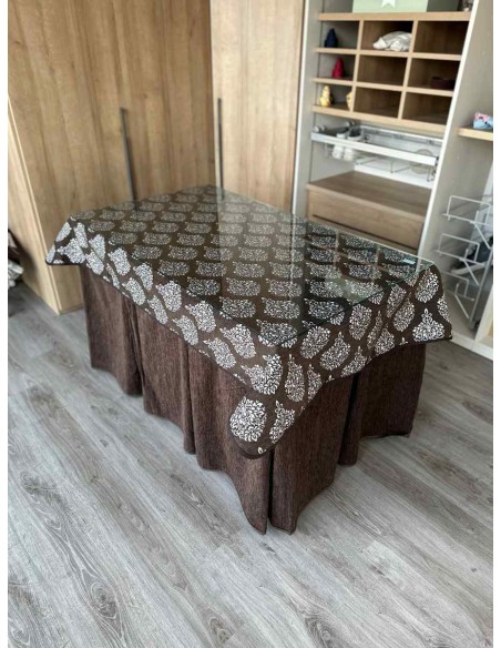 Ropa Doble Grueso 10 Pliegues Chocolate con Tapete Acebo