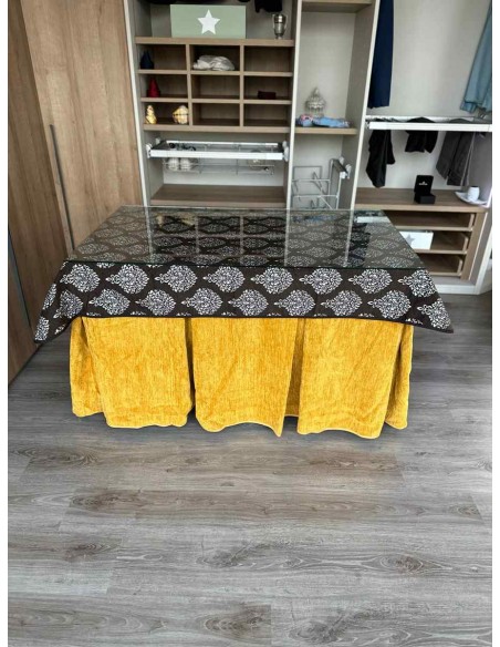 Ropa Doble Grueso 10 Pliegues Mostaza con Tapete Acebo