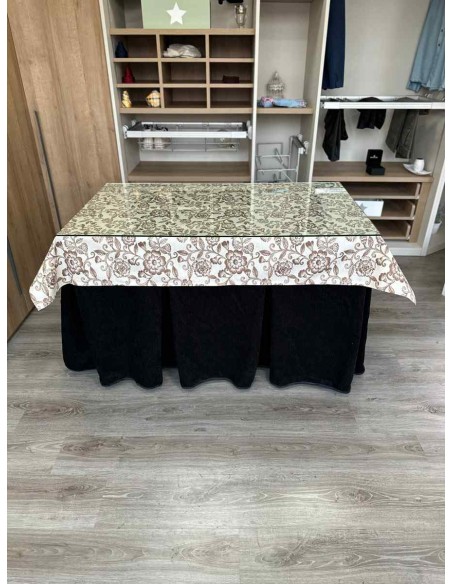 Ropa Doble Grueso 10 Pliegues Negro con Tapete Planta