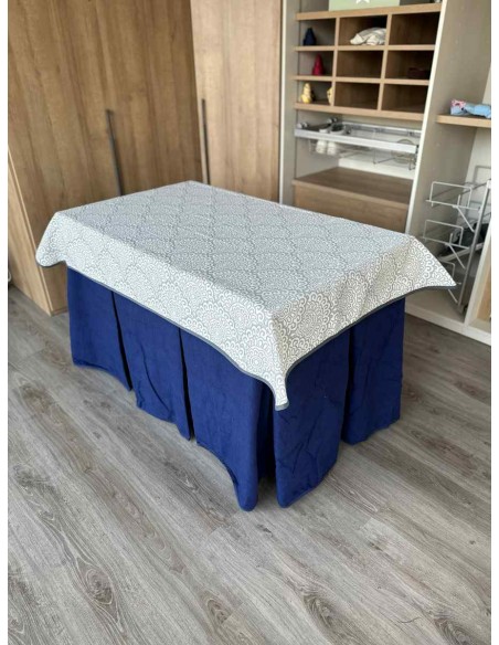 Conjunto Doble Grueso 10 Pliegues Azul con Tapete Sol