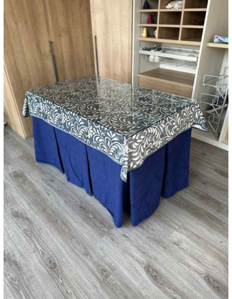 Conjunto Doble Grueso 10 Pliegues Azul con Tapete Nature