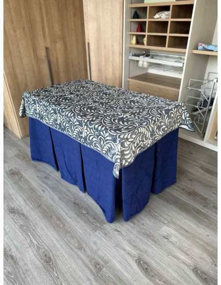 Conjunto Doble Grueso 10 Pliegues Azul con Tapete Nature