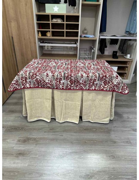 Conjunto Doble Grueso 10 Pliegues Beige con Tapete Mosaico