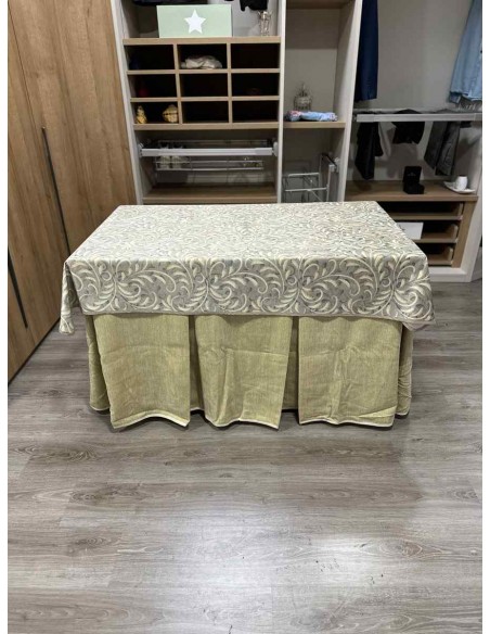 Conjunto Doble Grueso 10 Pliegues Beige con Tapete Vainilla