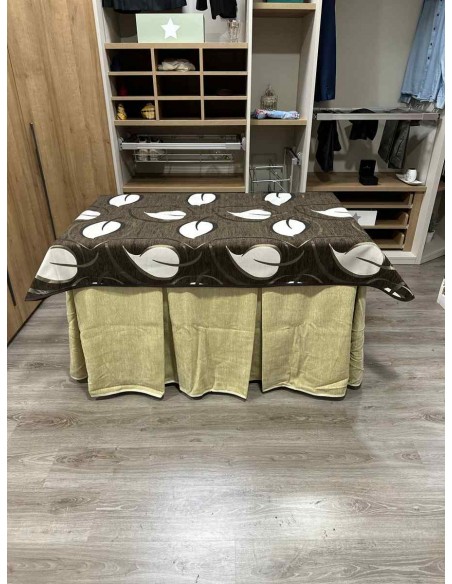 Conjunto Doble Grueso 10 Pliegues Beige con Tapete Hojas