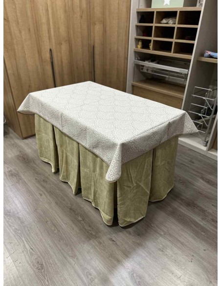 Conjunto Doble Grueso 10 Pliegues Beige con Tapete Amanecer