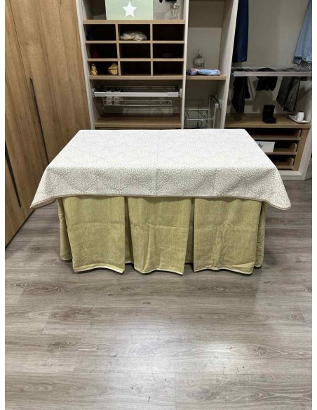 Conjunto Doble Grueso 10 Pliegues Beige con Tapete Amanecer