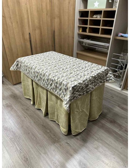 Conjunto Doble Grueso 10 Pliegues Beige con Tapete Sena