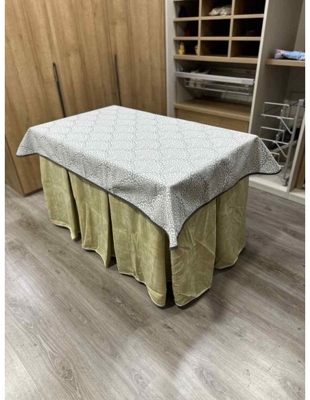 Conjunto Doble Grueso 10 Pliegues Beige con Tapete Sol