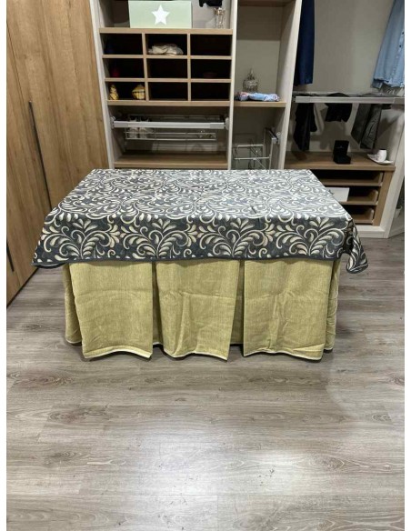 Conjunto Doble Grueso 10 Pliegues Beige con Tapete Nature