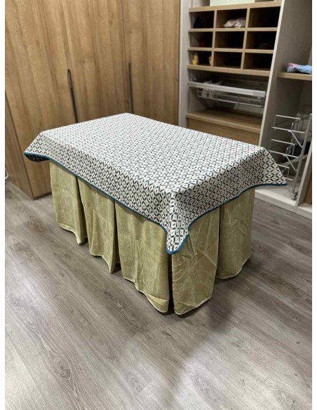 Conjunto Doble Grueso 10 Pliegues Beige con Tapete Geo