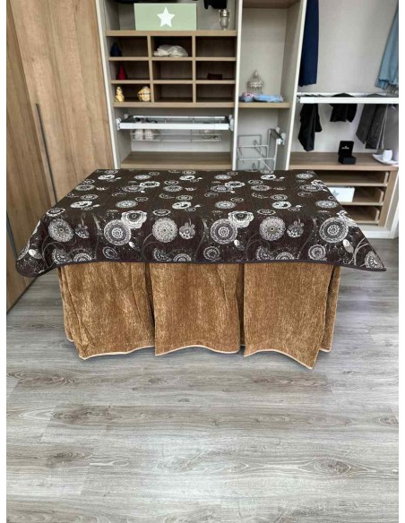 Conjunto Doble Grueso 10 Pliegues Café con Tapete Mandala