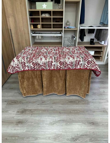 Conjunto Doble Grueso 10 Pliegues Café con Tapete Mosaico