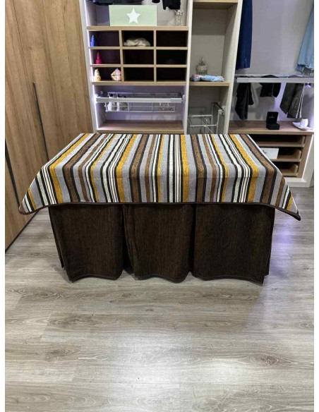 Conjunto Doble Grueso 10 Pliegues Chocolate con Tapete Otoño