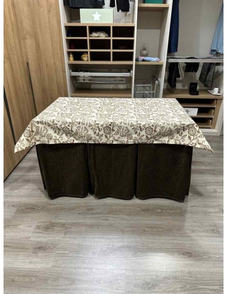 Conjunto Doble Grueso 10 Pliegues Chocolate con Tapete Planta