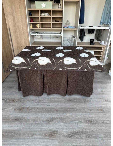 Conjunto Doble Grueso 10 Pliegues Chocolate con Tapete Hojas