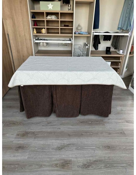 Conjunto Doble Grueso 10 Pliegues Chocolate con Tapete Amanecer