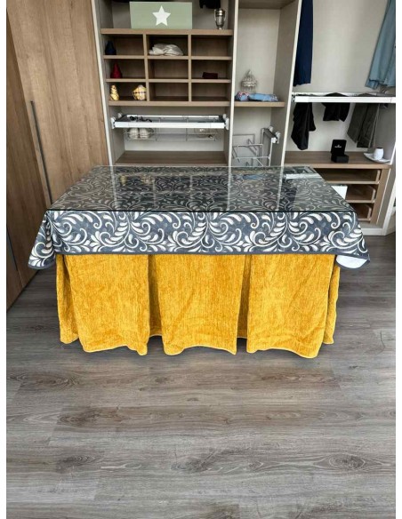 Conjunto Doble Grueso 10 Pliegues Mostaza con Tapete Nature