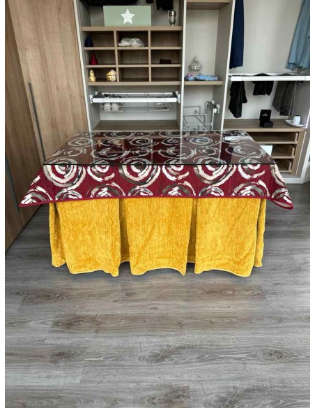 Conjunto Doble Grueso 10 Pliegues Mostaza con Tapete Eclipse