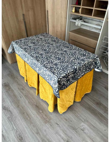 Conjunto Doble Grueso 10 Pliegues Mostaza con Tapete Nature