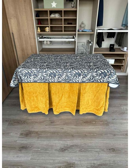 Conjunto Doble Grueso 10 Pliegues Mostaza con Tapete Nature