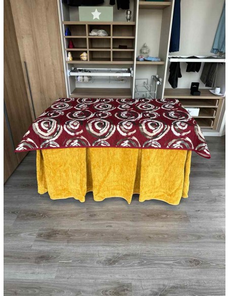 Conjunto Doble Grueso 10 Pliegues Mostaza con Tapete Eclipse