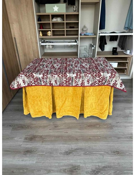 Conjunto Doble Grueso 10 Pliegues Mostaza con Tapete Mosaico