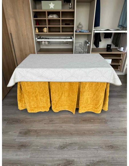 Conjunto Doble Grueso 10 Pliegues Mostaza con Tapete Amanecer