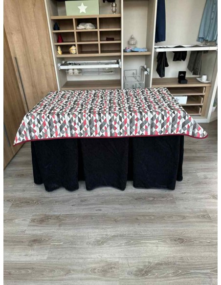 Conjunto Doble Grueso 10 Pliegues Negro con Tapete Red