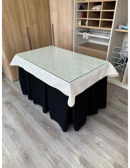 Conjunto Doble Grueso 10 Pliegues Negro con Tapete Amanecer