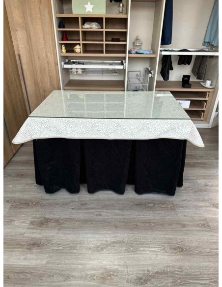 Conjunto Doble Grueso 10 Pliegues Negro con Tapete Amanecer