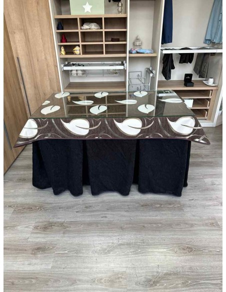 Conjunto Doble Grueso 10 Pliegues Negro con Tapete Hojas