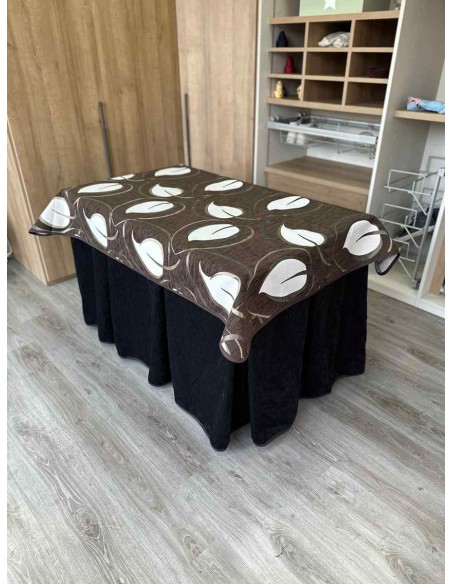 Conjunto Doble Grueso 10 Pliegues Negro con Tapete Hojas