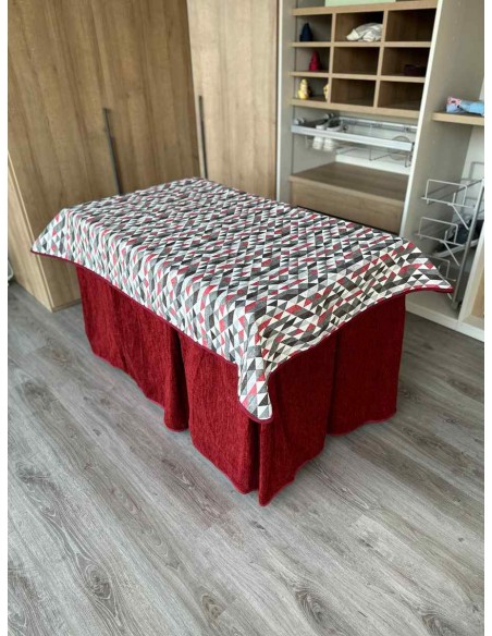 Conjunto Doble Grueso 10 Pliegues Rojo con Tapete Red