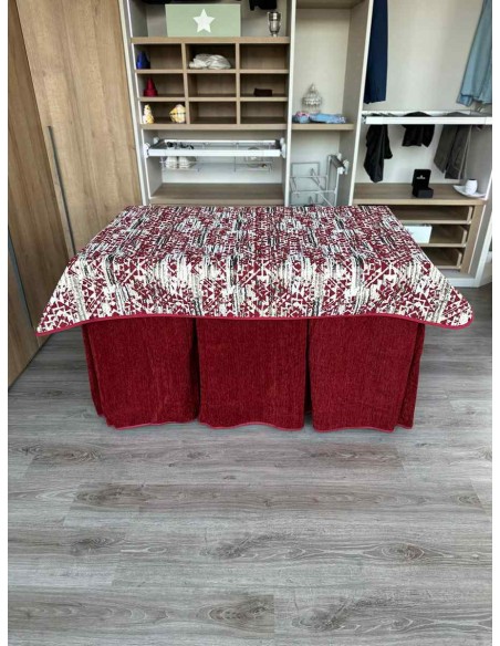 Conjunto Doble Grueso 10 Pliegues Rojo con Tapete Mosaico