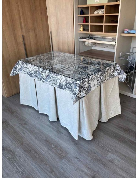 Conjunto Antimanchas Extragruesa Ultraeficiente Marfil con Tapete Mosaico