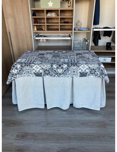 Conjunto Antimanchas Extragruesa Ultraeficiente Marfil con Tapete Mosaico