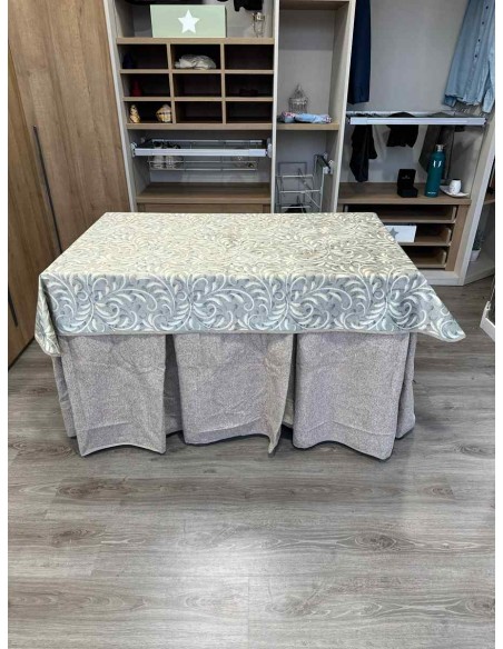 Conjunto Antimanchas Extragruesa Ultraeficiente Gris Claro con Tapete Vainilla