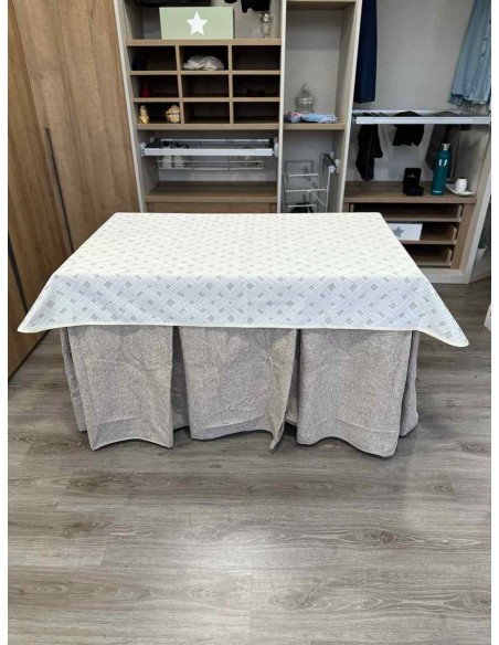 Conjunto Antimanchas Extragruesa Ultraeficiente Gris Claro con Tapete Lazos