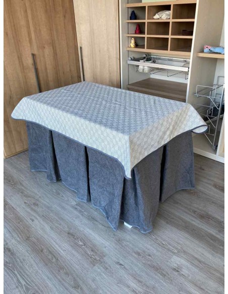 Conjunto Antimanchas Extragruesa Ultraeficiente Gris con Tapete Rombos