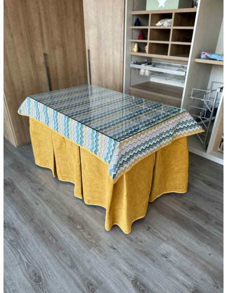 Ropa Antimanchas Extragruesa Ultraeficiente Mostaza con Tapete ZigZag