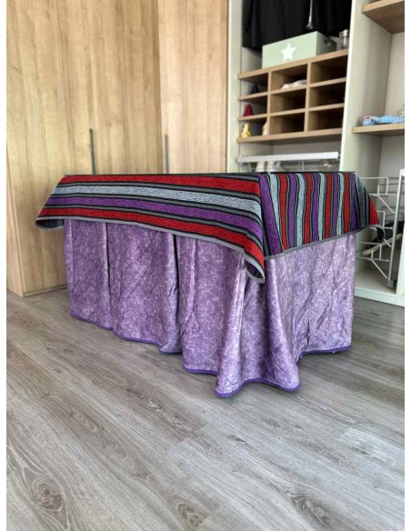 Ropa Forro de Borrego Gran Capacidad Calórica Morada con Tapete Franjas