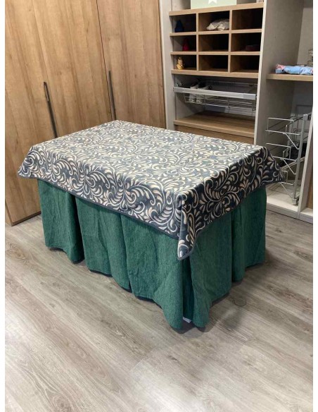 Conjunto Chenilla 10 Pliegues color Verde con Tapete Nature