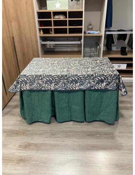 Conjunto Chenilla 10 Pliegues color Verde con Tapete Nature