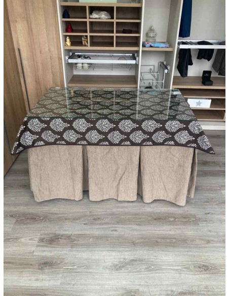 Conjunto Chenilla 10 Pliegues color Topo con Tapete Acebo