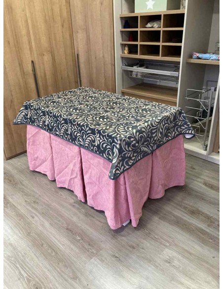 Conjunto Chenilla 10 Pliegues color Rosa Pastel con Tapete Nature